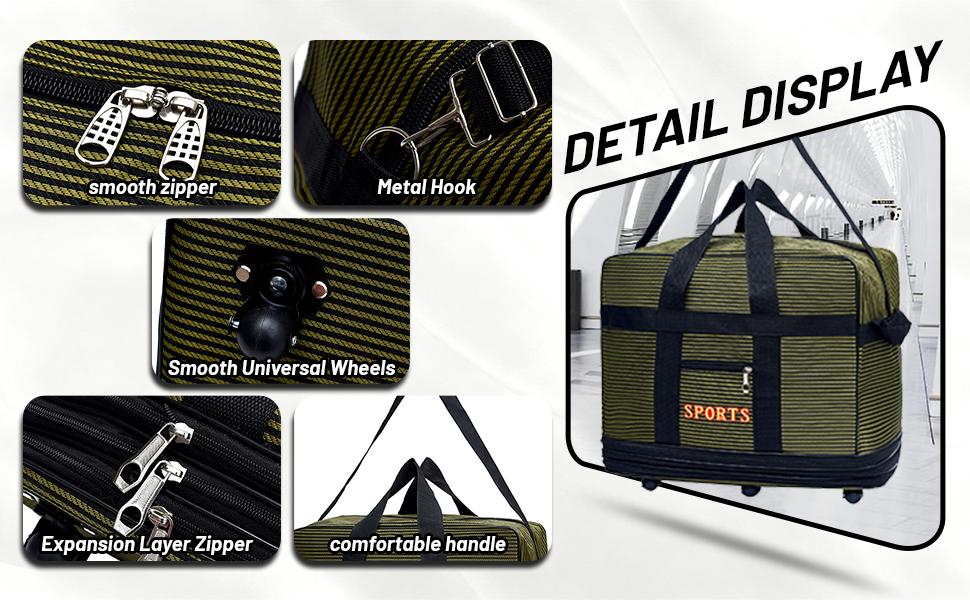 JZBWQY 100L Travel Bag with 360° Universal Wheels - Expandable & Foldable Lightweight Suitcase for Moving & Weekend Getaways