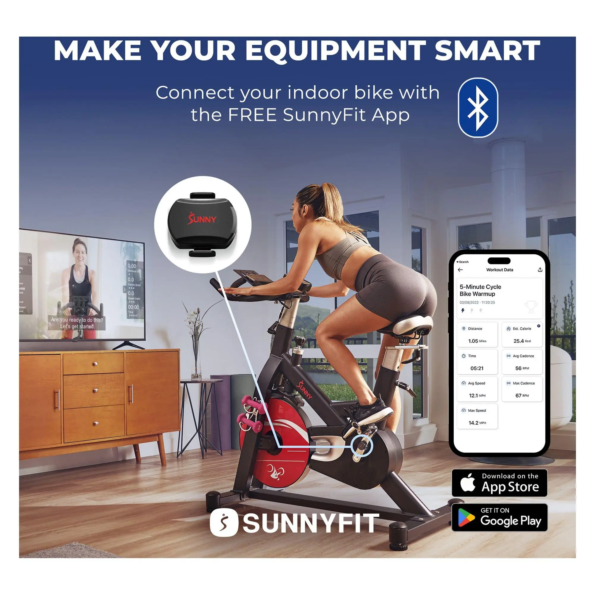 Sunny Fitness Exercise Cycling 2-in-1 Advanced Cadence/RPM