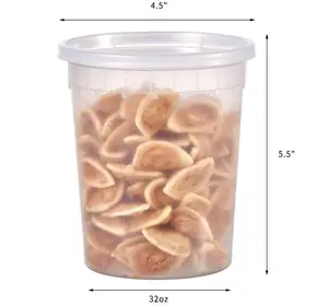 32oz Plastic Deli Containers, 24 Sets - Leakproof, Stackable, BPA Free, Microwavable, Freezer Safe