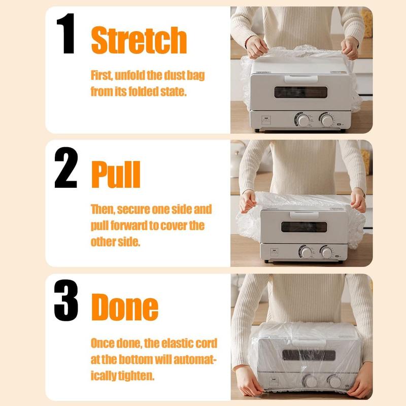 50 Counts Clear Disposable Dust Cover, Dustproof with Elastic for Air Fryer, Blender, Oven, Pressure Cooker, Coffee Maker,  Toaster, Slow Cooker Accessories cloth durable, Thickened Appliance Dust Covers for Kitchen Household Furniture, Practical