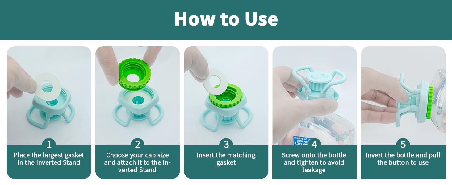 TikTokShopBlackFriday GENTLESHARK 2PC Bottle Emptying Kit with 3 Sizes Flip Caps Money Saver Drink Holders Leak-Proof Reusable Flip for Bottles Upside Down Dispenser Cap Durable Fit Most Bottles Get Last Drop