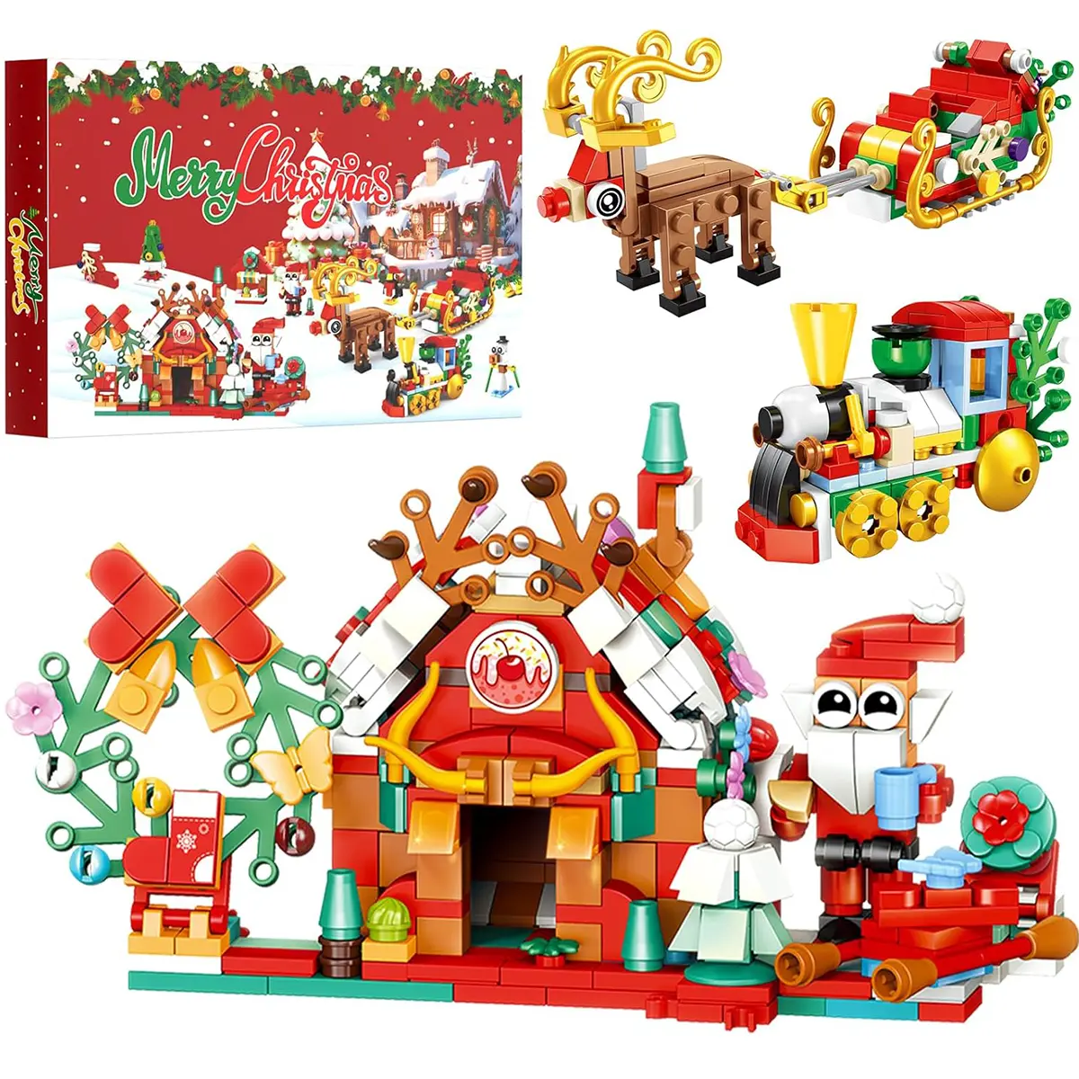 24-Day Surprise Advent Calendar Model Building Kit, Brick Model Building Bricks with Christmas Tree, Santa, Reindeer, DIY Kids Christmas Gift, Model Building Kits, Brick Model Building Kits