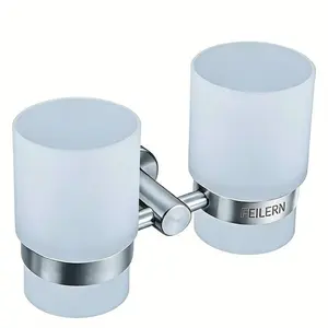 FEILERN Bathroom Cup Holder, Wall-Mounted Stainless Steel Accessory, Rustproof & Durable, Space-Saving Design for Home Hotel Bathroom, Easy Installation, Sturdy and Practical Organizer