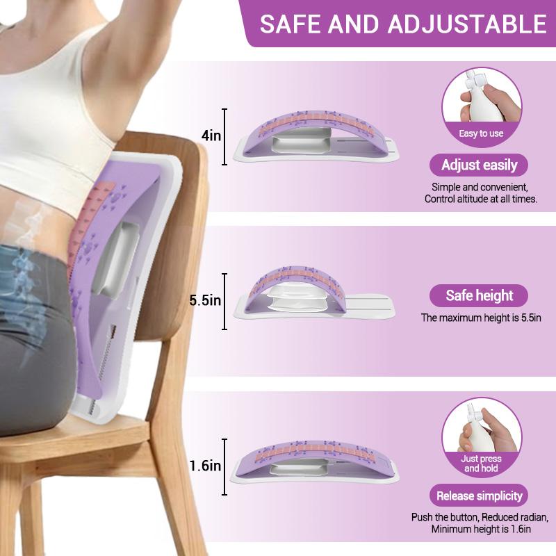 Back Stretcher 3 Level Adjustable Lumbar Back Cracker Board, Back Cracking Device, Back Massager for Scoliosis, Spine Decompression Back Stretching Device