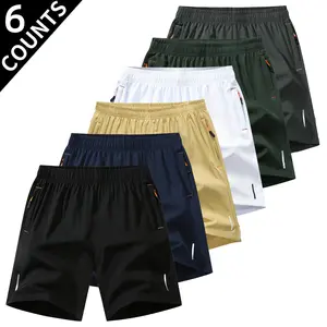 Men’s 6-piece summer quick-dry shorts set — breathable, loose-fit bottoms for sports and casual jogging; TikTok Shop deals; 5-Sense Gifts for Him; plain beige menswear; tropical style