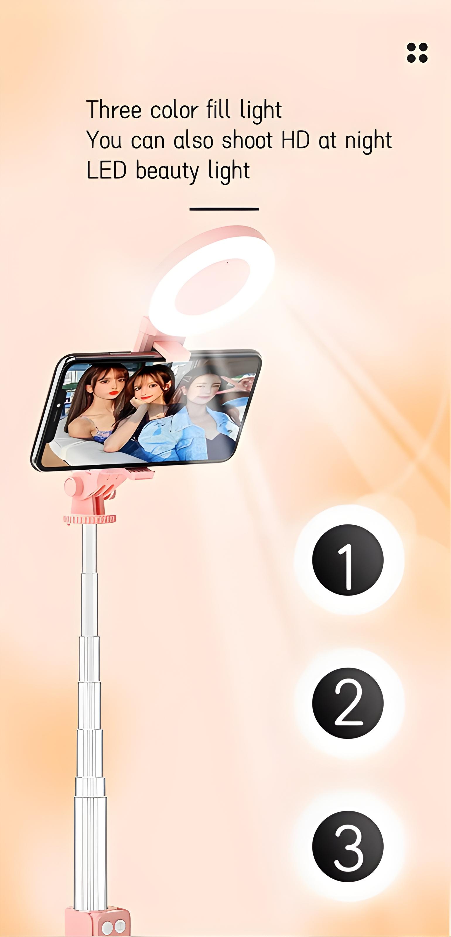 67" Selfie Stick Tripod with Ring Light, 360° Rotation, Dual Fill Lights & Selfie Light – Wireless Bluetooth Remote for iPhone & Android Smartphones, Adjustable, Foldable, Retractable Portable Tripod for Vlogs, Content Creation & Gifts