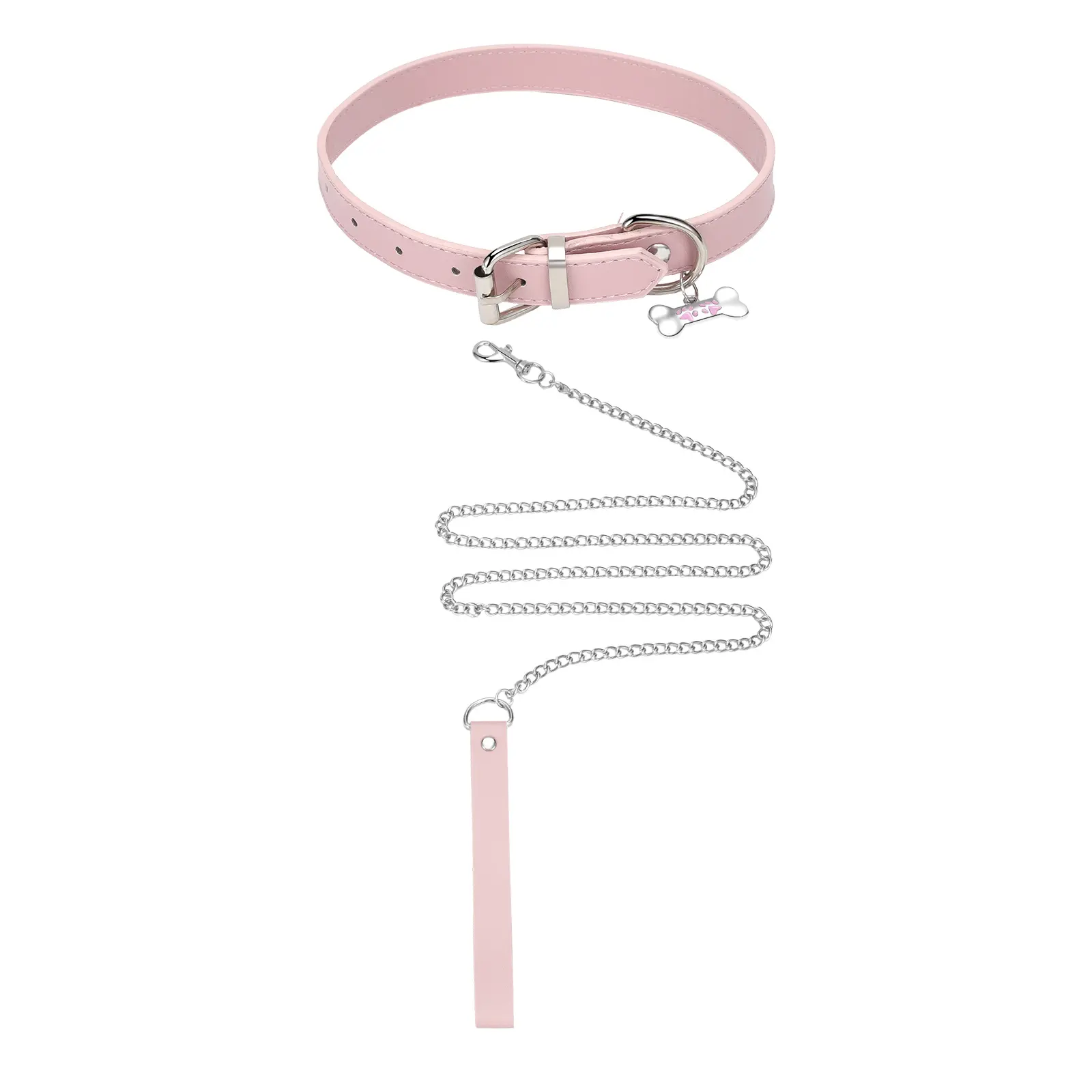 OIDEA Punk Leather Choker Necklace - Adjustable PU Leather Collar with Bone Pendant, Chain Leash, Gothic Fashion Jewelry for Women summerwins,summerwins