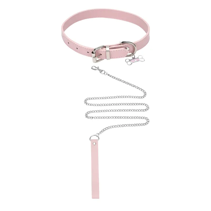 OIDEA Women's Punk PU Leather Adjustable Fit Choker Necklace - 4oz Collar with Alloy Bone Pendant & Chain Leash, Goth Accessories, Costume Jewelry for Alternative Fashion Lovers, Party Wear, Gifts Adults, Girlfriend Gifts, Accessories Adults,sohochic