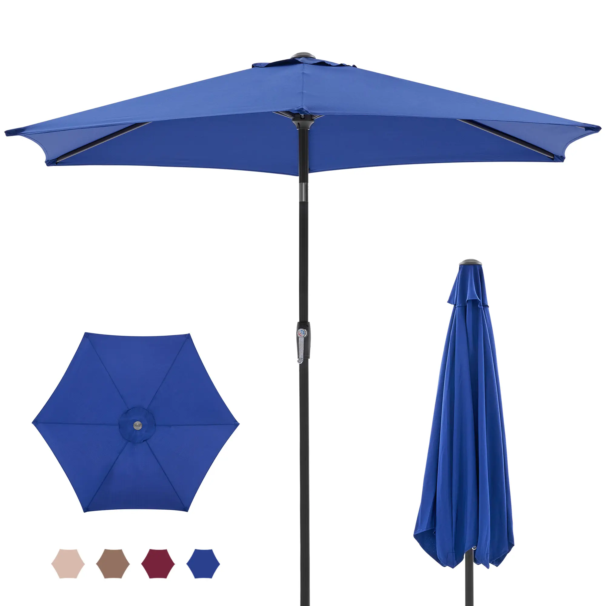 Sweetcrispy 9ft Vented Outdoor Umbrella - Crank Lift, Adjustable Tilt Canopy, 8-Rib Waterproof, Outdoor Sun Shades for Patio, Sun Protection, Patio Decor, Backyard Relaxation for Poolside, Terrace (Assembly Required), Large Outdoor Parasols