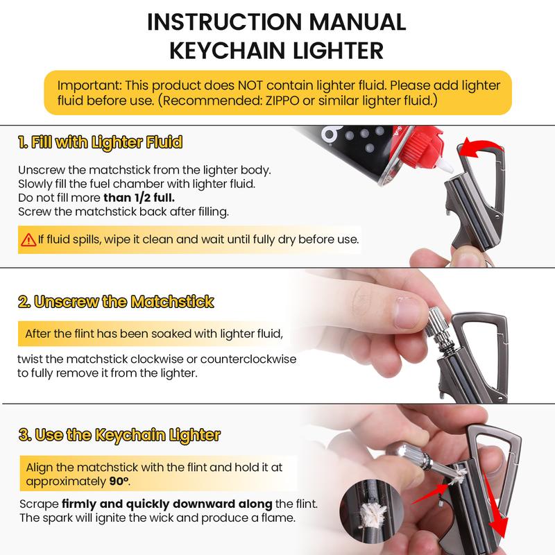Keychain Lighter (Not Contain Lighter Fluid) ,Permanent Match Keychains,Reusable Fire Starter Key Ring, Hidden Forever Lighter Keychain,for Outdoor Survival Gift for Men,Mini Waterproof Lighters