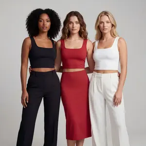 3PCS Women's Stretch Ribbed Tank Tops Women's Square Neck Breathable Sports Tank Top casual sleeveless body shaper vestfashion vest elegant sleeveless suit vest sweat vest shapewear vest teen crop top skims stretchy tank top align tank top Summer Set