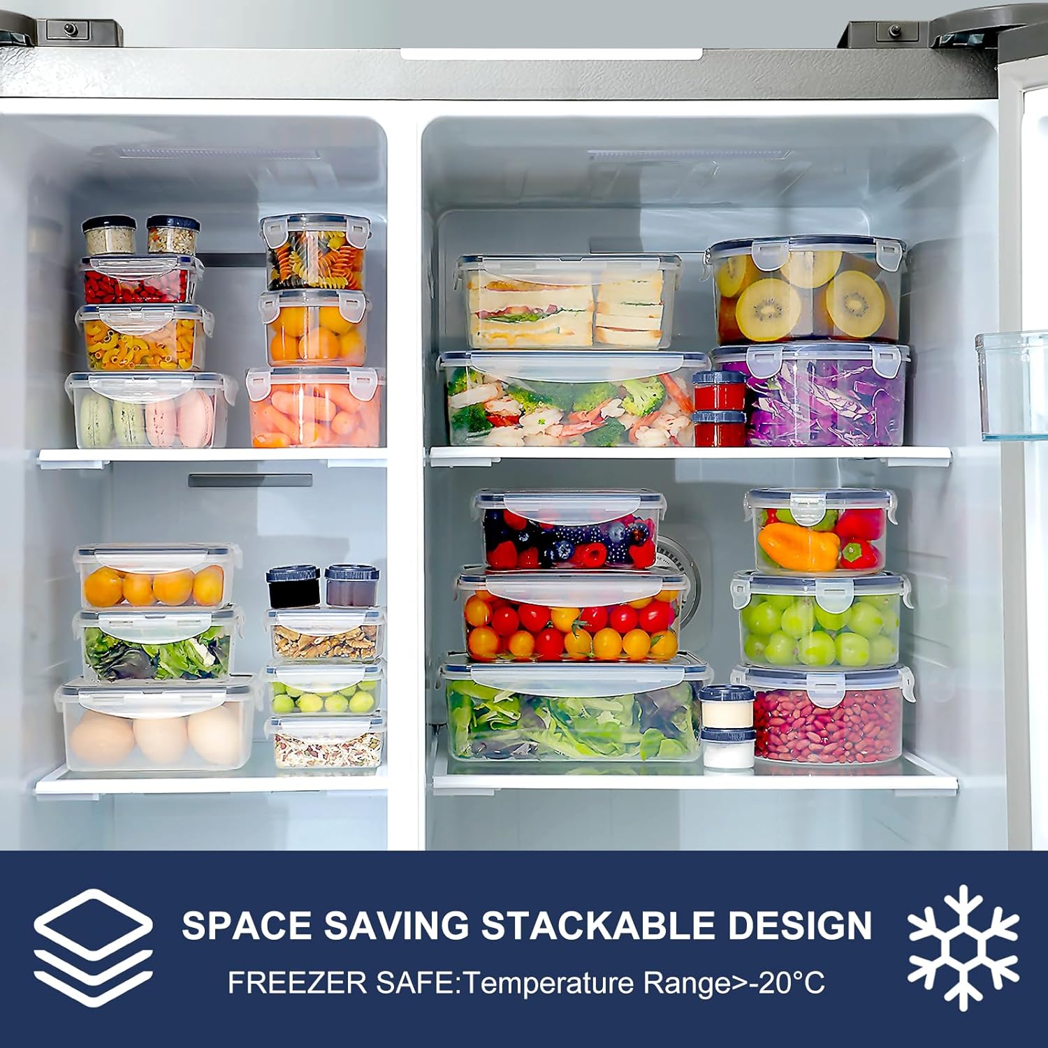 50 PCS Large Airtight Food Storage Containers 25 Containers & Lids Reusable Leak-Proof Stackable BPA-Free Snackbox