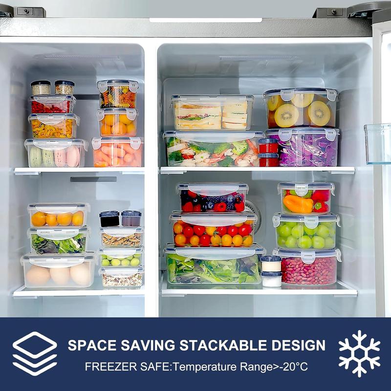 50 PCS Large Airtight Food Storage Containers 25 Containers & Lids Reusable Leak-Proof Stackable BPA-Free Snackbox