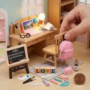 34 Counts Mini School Supplies Cute Doll School Supplies Decorative Dollhouse School Accessories Adorable Mini School Accessories for Dolls Accessories Set