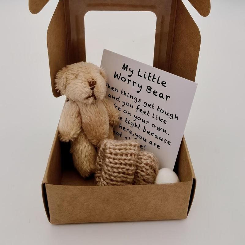 Handmade Little Pocket Bear Set,Anxiety Relief Plush Bear Hug,Halloween Thanksgiving Christmas New Year Birthday Gifts for Women Men Dad Mom Girl Boy Daughter Son-MM