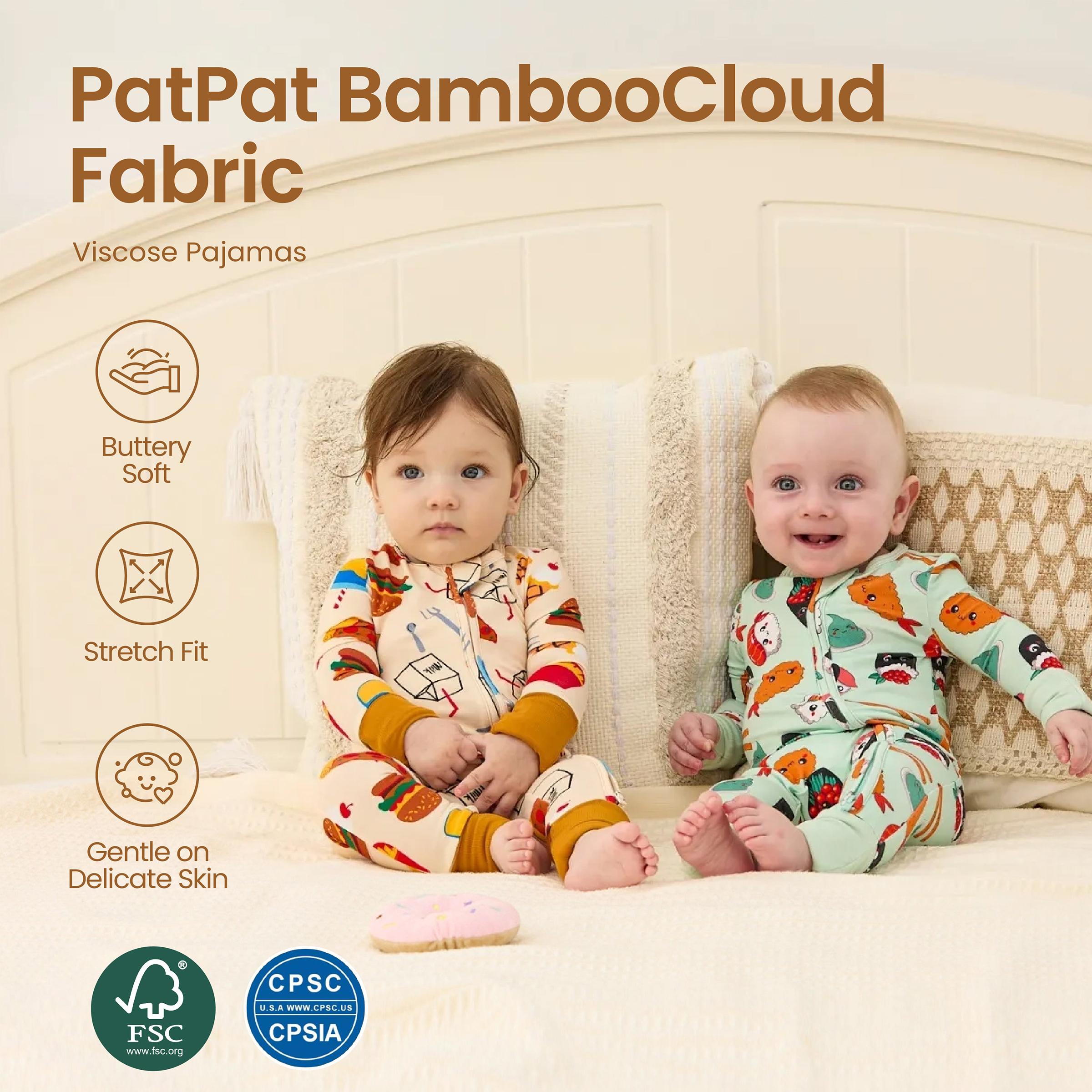PATPAT Baby Pajama with Bamboo Viscose, Footie Jumpsuit Romper with 2-Way Zipper for Baby Boy Girl Toddler Sleeper Sleepwear