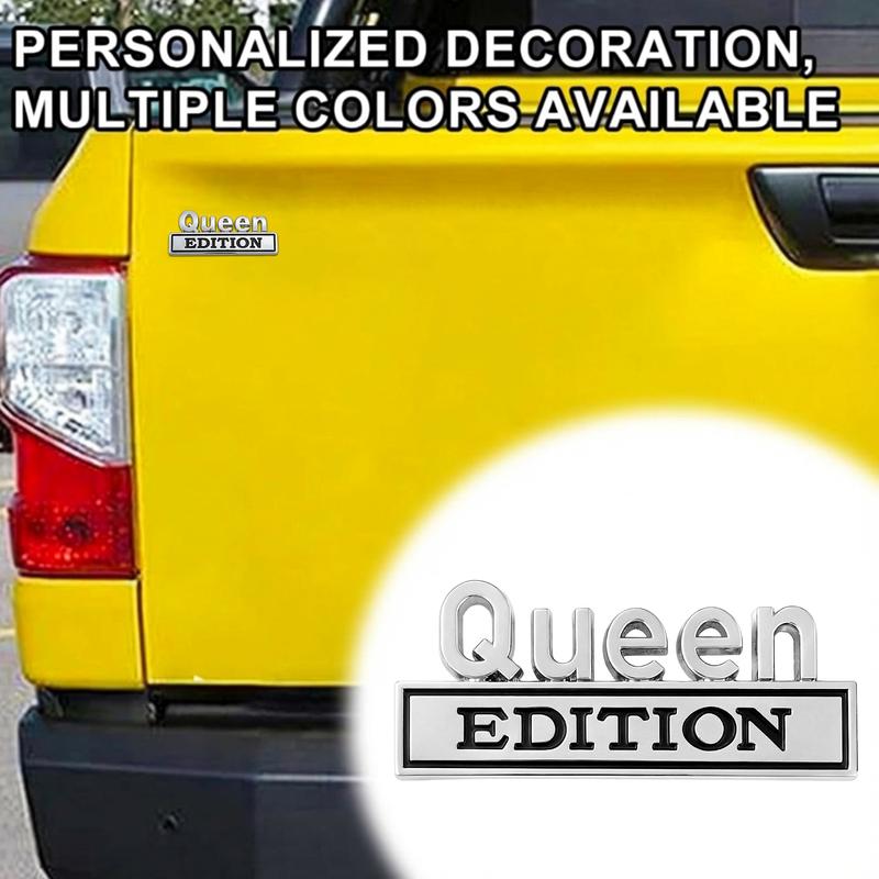 Queen Edition 3D Emblem Sticker, Badge Durable Metal Construction Funny Decals for Car Truck SUV Motorcycle Universal Fit Easy Peel and Stick Installation(Black White,Queen)