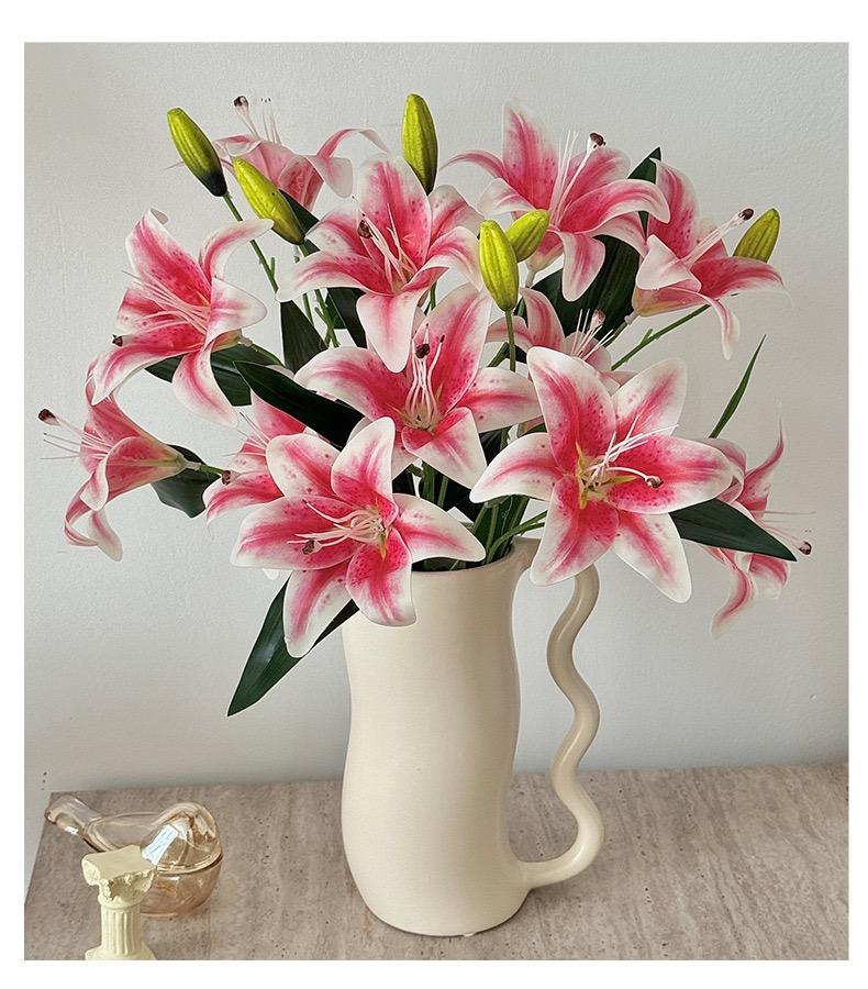 Ultimate Bloom Savings 26" Tall Statement Lilies 4 Multi-Head Faux Lily Bouquet for Living Room & Dining Table Instant Home Decor Upgrade Low-Maintenance FauxFlowers StatementPiece lily petals