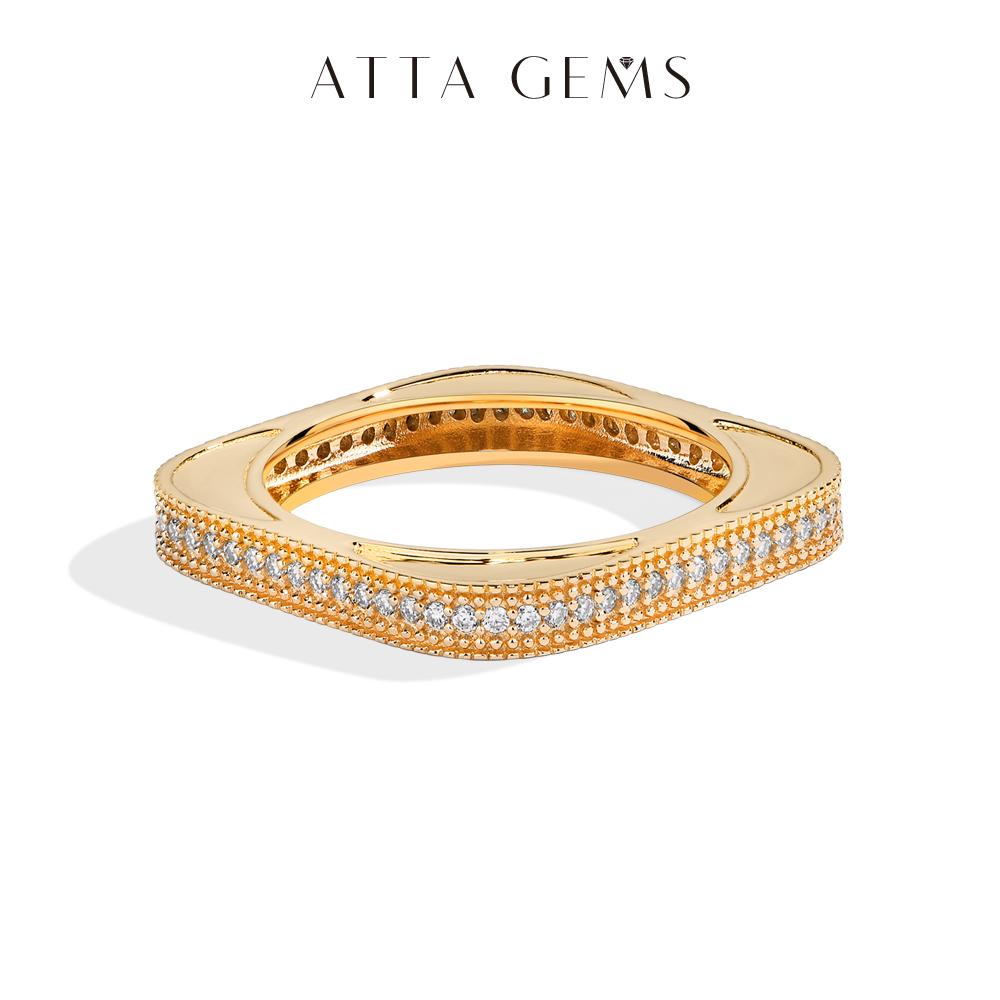 ATTAGEMS Classic D VVS1 Color Synthetic Nut Moissanite Ring for Women Men Unisex Daily Wear Sterling Silver Wedding Band Anniversary Birthday Gift Jewelry Sparkling Engagement Design R269