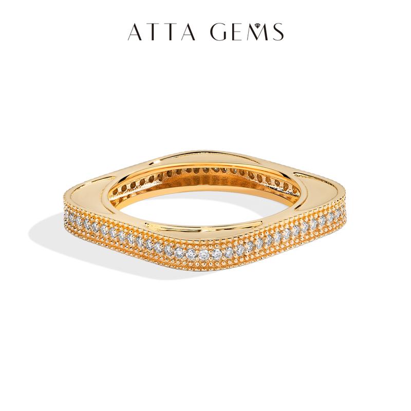 ATTAGEMS Classic D VVS1 Color Synthetic Nut Moissanite Ring for Women Men Unisex Daily Wear Sterling Silver Wedding Band Anniversary Birthday Gift Jewelry Sparkling Engagement Design R269