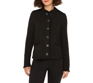 NIC+ZOE Military Fringe Mix Knit Jacket