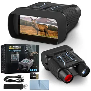 Night Vision Goggles, 4K Color Night Vision Binoculars for Adults with 4.5" HD Display, 8X Digital Zoom & 7-Level Infrared, 4500mAh Rechargeable Battery, 1300ft Range, 32GB TF Card for Camping Hunting