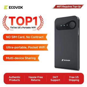 【PAY AS YOU GO】ECOVOX 2026 Upgraded Portable Mini WiFi Hotspot High-Speed 4G Data Global Coverage No SIM Card Required, Tri-Band Car/RV/Travel WiFi Router
