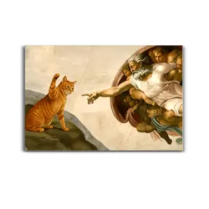 Funny Cat   Renaissance Inspired Meme Poster Classic  Parody Canvas Print Cute Cat Humor   Aesthetic Room  for Bedroom Living Room Office  Quirky  Hanging Unique Gag Gift Idea for Cat Lovers Friends Home  wall decor Elegant Glass Crystal Rose art