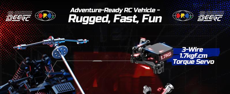 DEERC 1/18 Fast Drift & Racing RC Car, 40KM/H Remote Control Truck with Futuristic Body Shell, Extra Drift Wheels, 2.4GHz Waterproof Off-Road Vehicle with 2 Batteries