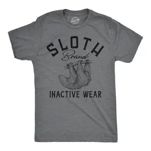 Mens Funny T Shirts Sloth Brand Inactive Wear Sarcastic Animal Graphic Tee Mens Funny T Shirts Cool Vintage Fashion T-Shirt Gift Classic Menswear Sarcastic Apparel for Men Funny Animal Short Sleeve Novelty Tees Dark Grey