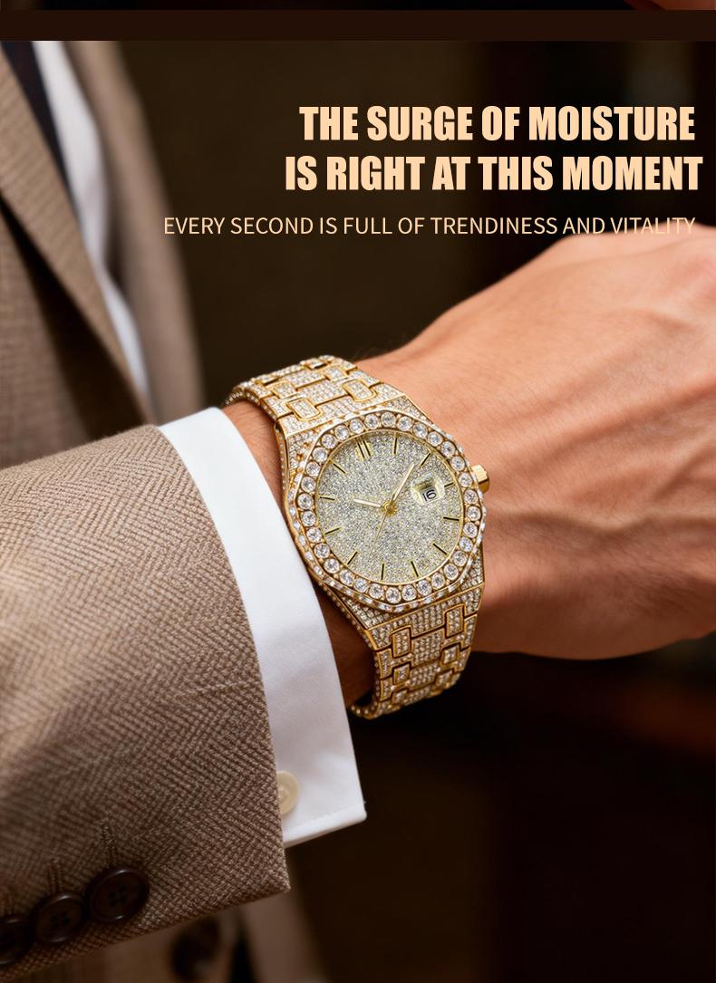 Luxury Rhinestone Embellished Jumpstart sale Classic round dial -Dial Quartz Watch with Gift BoxIncluded Fashion Timeless Classic Watch Holiday Haul  Flash Sale diamond men  Shine at work, lead with brilliance.
