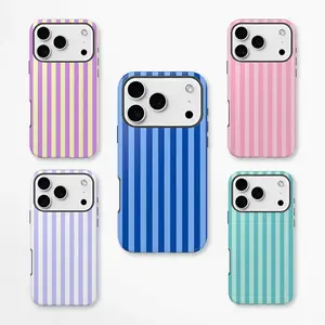 Personalized Aesthetic Striped Touch Phone Case Cute Phone Cover Phone Accessories Trendy Design for iPhone 17 17 Pro Max 17 Pro 17 16 15 14 13 12 11