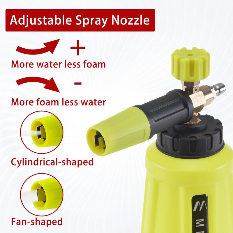 M MINGLE High Pressure Washer Gun Snow Foam Lance 4000 PSI Cannon Foam Blaster Power Washer with 1/4" Quick Connector Car Wash Foam Cannon Kit 5 Nozzle Tips 1 Liter，Christmas gifts