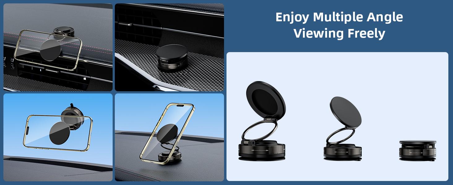 360° Adjustable Vacuum Magnetic Phone Holder, Suction Cup Phone Mount for Magsafe, Portable Cell Phone Holderfor Car,Makeup/Gym/Mirror, Fit for iphone 11 and above