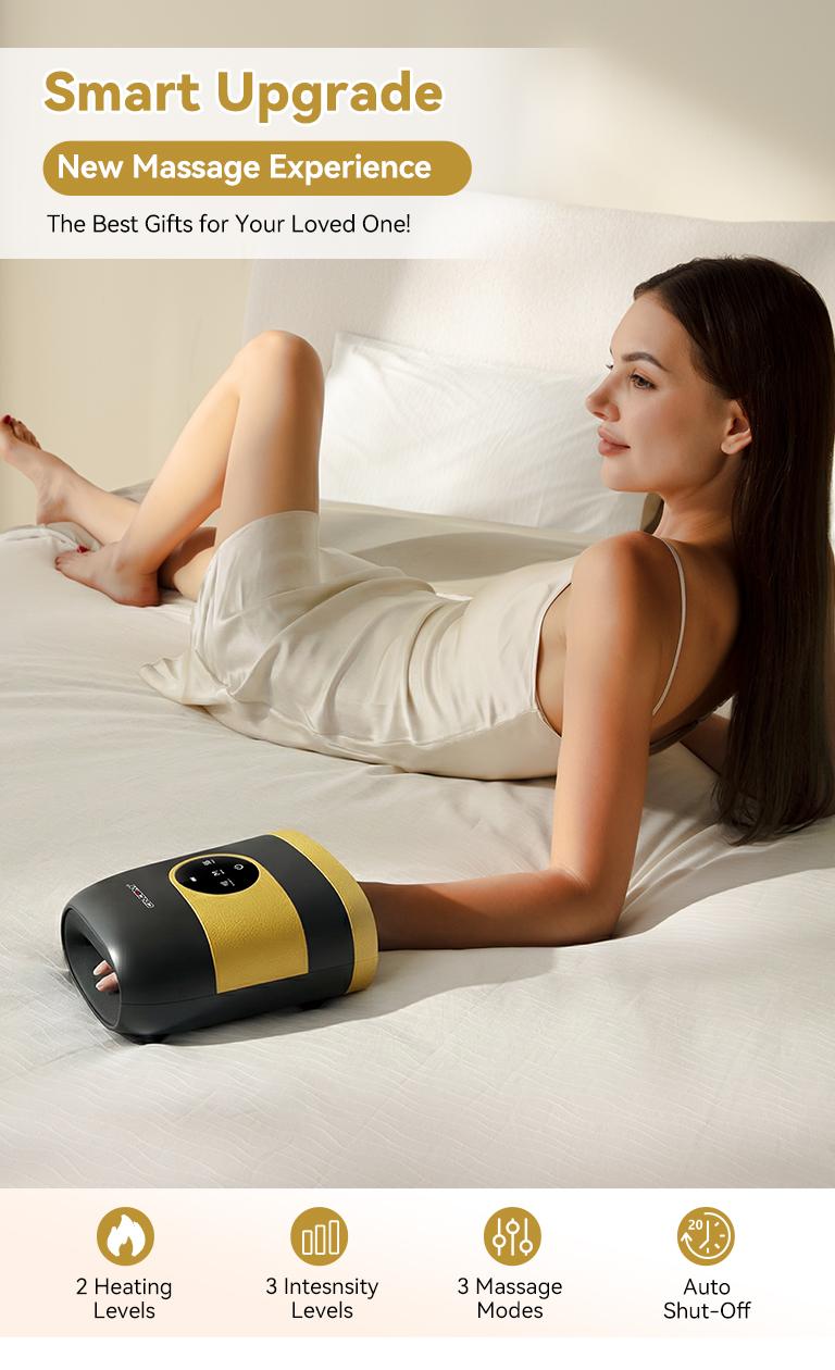 Big Promotion CINCOM Brand New Hand Massager, Cordless Finger Massager with Heat and Vibration, Adjustable Intensity and Temperature, with Clear Visible LED Screen, Rechargeable, Comfort, Great as a Gift for Friends or Family, Comfort