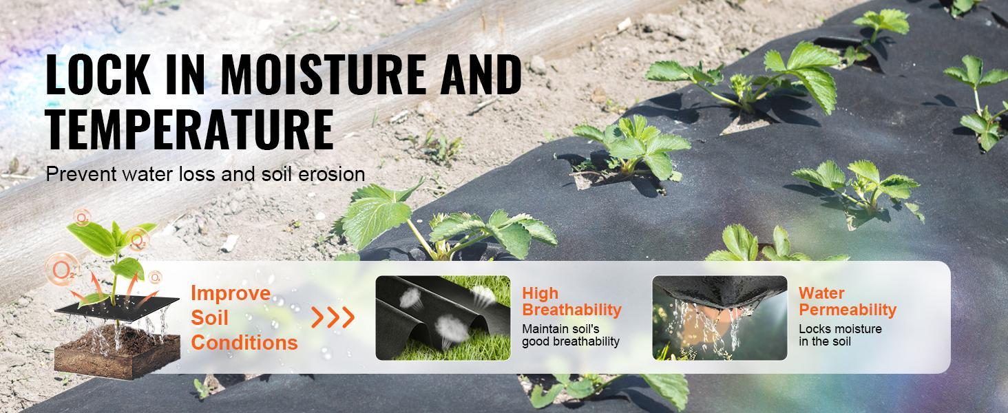 VEVOR Driveway Fabric, TikTokShopBlackFriday, Non-Woven Geotextile Fabric Heavy Duty  High Strength Material with Strong Tear and Corrosion Resistance, Ground Cover Weed Control Fabric, Weed Barrier Fabric, Landscape Fabric