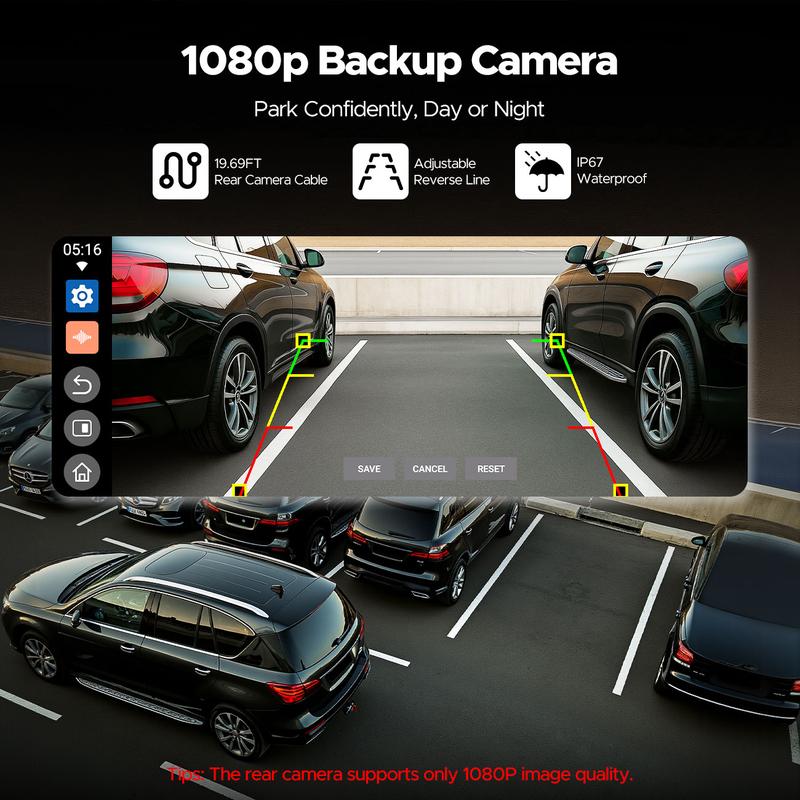 【JumpstartSale】VOLAM 10.25" Wireless CarPlay Screen — Supports Netflix, YouTube, TikTok apps, 720P Parking Backup Camera, split-screen app display, ideal for navigation and in-car entertainment Compatible with iPhone 8–15+ and Android 11+