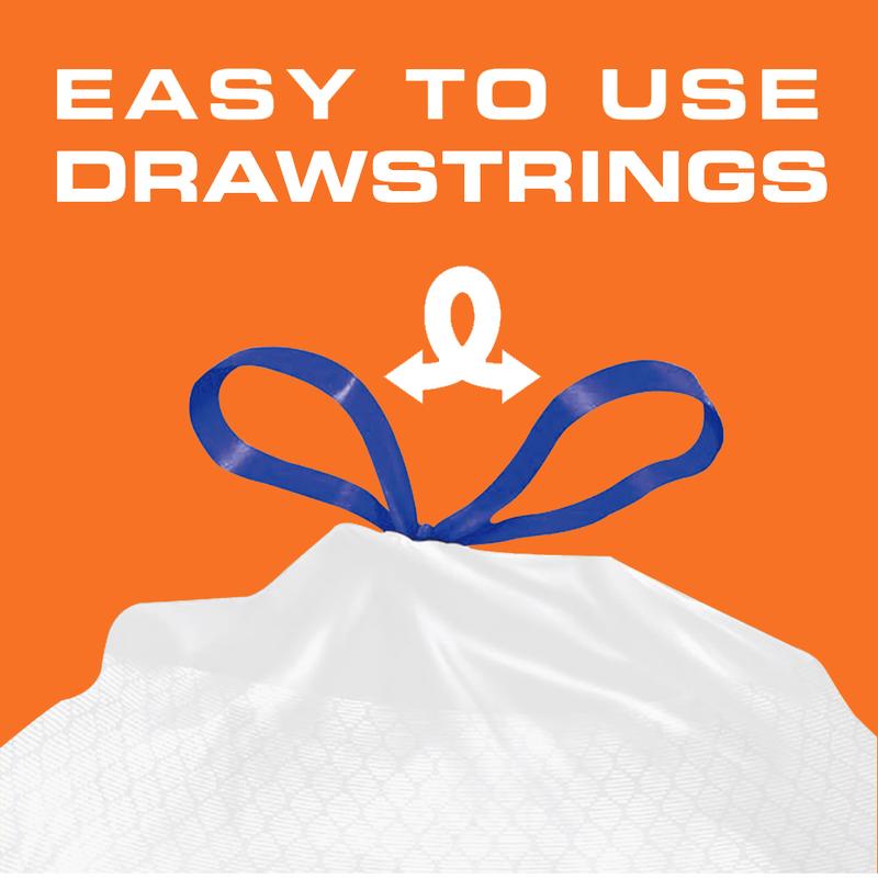 150 Bags 13 Gallon Boxed Disposable Non Tear Garbage Bag Puncture Tear Resistant Trash Bags, ODOR ELIMINATORTECHNOLOGY Kitchen Drawstring Garbage Bags Fresh Clean Scent With Lemon Mint Scent, 150 Count Easy To Usedrawstrings More Durable