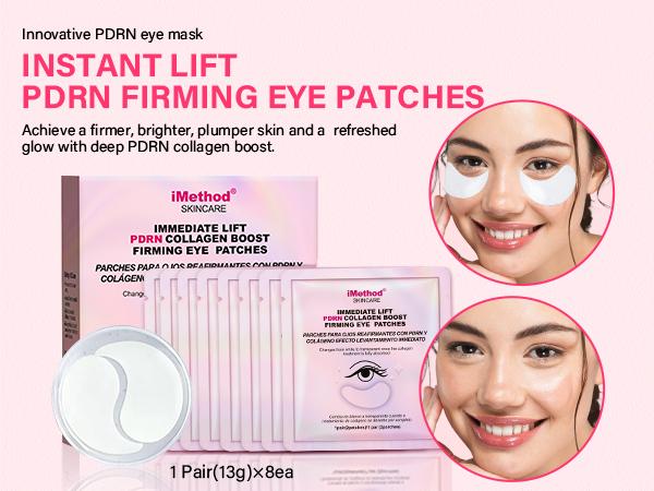 【TIKTOK exclusive】 iMethod Instant Lift Eye Mask - Under Eye Patches, (8+2) Pair PDRN Collagen Boost Eye Mask for Firming, Reducing Fine Lines & Wrinkles, Tightening Eye Patches for Puffy Eyes, Eye Bags, Dark Circles