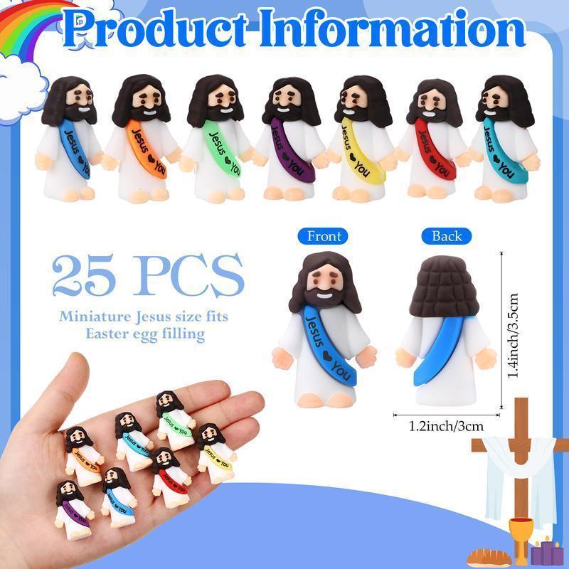 【New for Black Friday】Original Design 50/100Pcs  Jesus Figures with Jesus Love You Slogan for Religious Party Favors Sunday School Baptism Gifts Home Decoration Ornaments Mini Cute Figurines decor display Multicolor Rosary Cross Personalized Wording