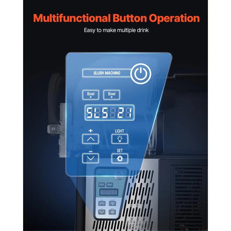 VEVOR Commercial Slushy Machine, TikTokShopBlackFriday, 4Lx2 Double Tank Frozen Drink Machine, 32 Cups Stainless Steel Margarita Smoothie Frozen Drink Maker, Slushie Maker for Home Party Restaurants Cafe Bars