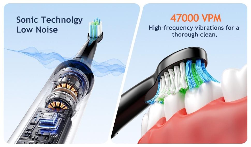 Fairywill D7s Electric Toothbrush,Sonic Toothbrush for Adults,6 or 8pcs Dupont Brush Heads with Travel Covers and Electric Toothbrush Holder