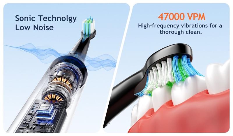Fairywill D7s Electric Toothbrush,Sonic Toothbrush for Adults,6 or 8pcs Dupont Brush Heads with Travel Covers and Electric Toothbrush Holder