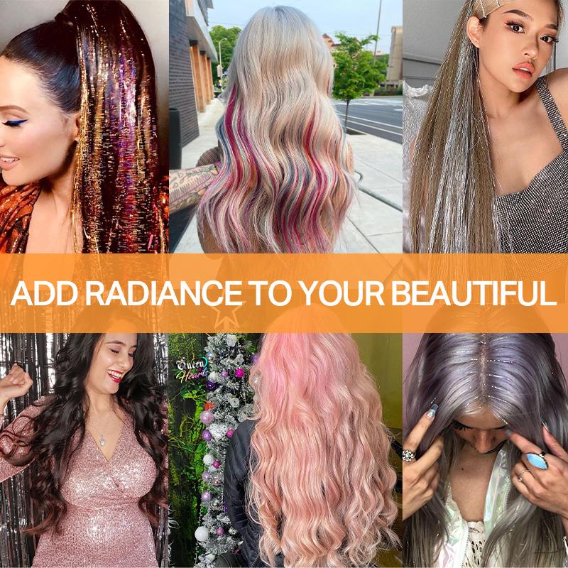 DOORES Tinsel Hair Extensions kit with tools,Colorful Hair Tinsel Stylable Fairy Hair Tinsel for Music Festival Shiny Beautiful