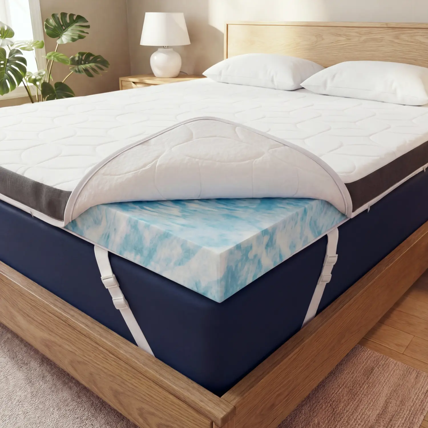CGK | Memory Foam Topper with Washable Cover - Cooling Open-Cell Design, Body-Conforming Comfort, Spinal Alignment & Easy-Care Cover