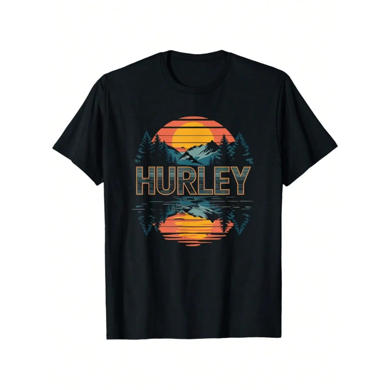 Hurley Men's Comfort Fit Cotton T-Shirt with Vibrant Orange/Yellow Design for Casual Outdoor Wear Available in Multiple Sizes