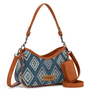 Wrangler Western embroidered pattern Shoulder Bag with Aztec Pattern and Adjustable Strap for Everyday Use