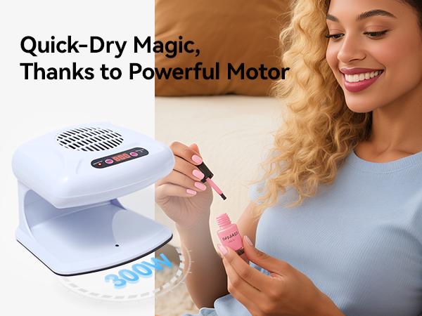 SAVILAND Essentials 5X Faster Nail Dryer – 300W Smart Sensor Dryer for Regular Polish with Warm & Cool Dual Air Modes, Battery-Free for Quick Drying