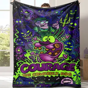 Courage the Cowardly Dog Blanket | Nostalgic Cartoon Fan Gift Cozy Courage the Cowardly Dog Blanket | Perfect for Binge-Watching A gift suitable for fans, friends and children Suitable for use in offices, sofas, and travel settings, etc.