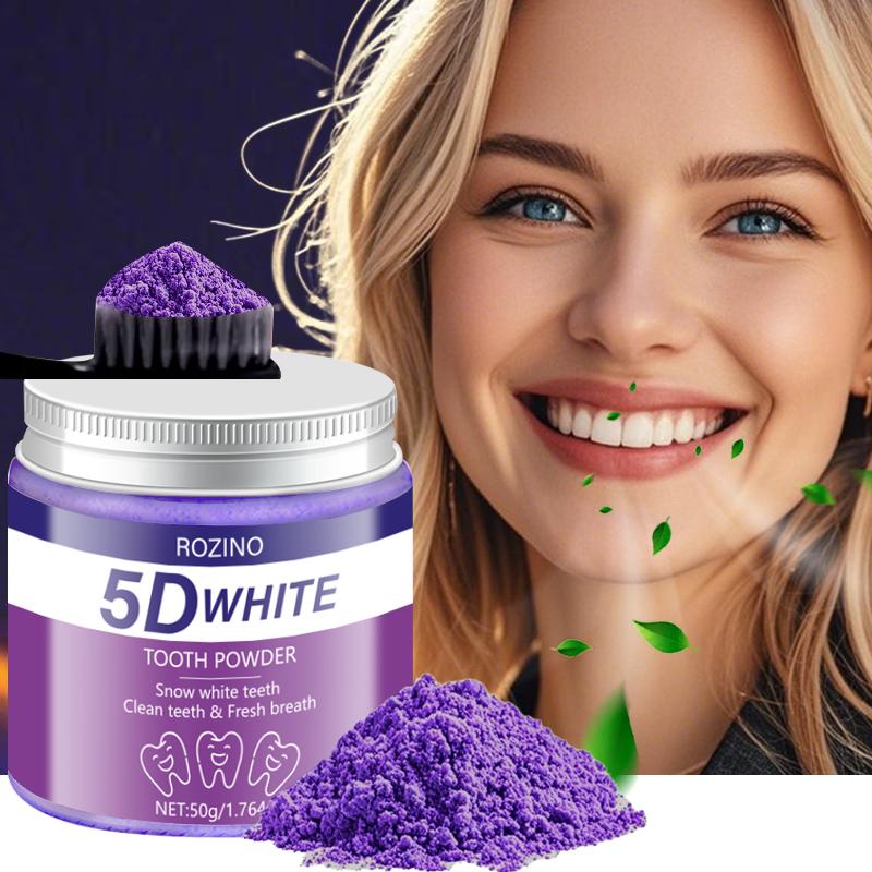 ROZINO 5D White Tooth Powder - Snow White Teeth & Fresh Breath - Activated Carbon Formula - No Sensitivity - Dental Care Solution